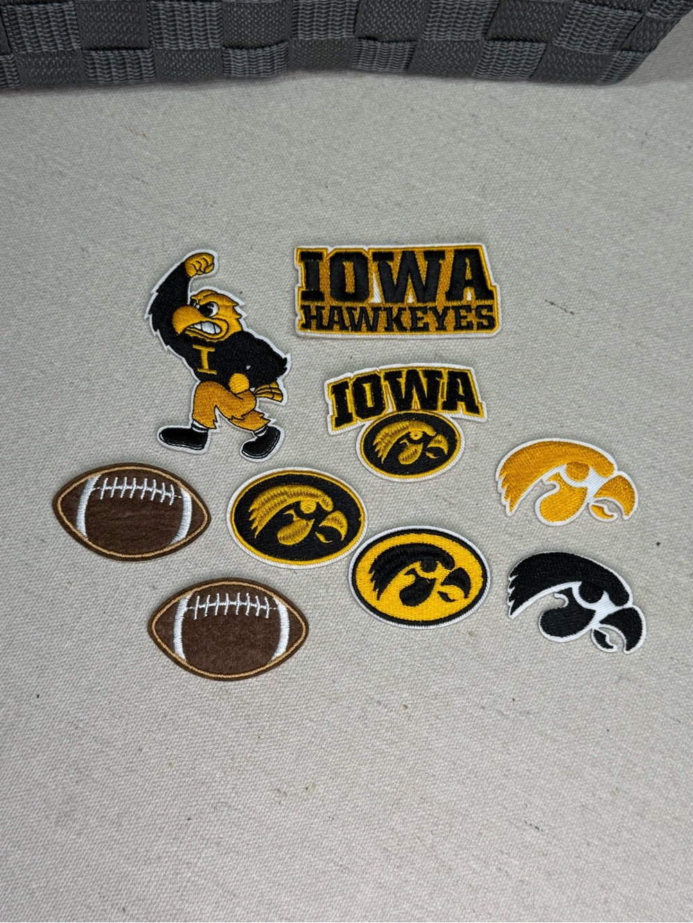 University of Iowa Hawkeyes Embroidered Patch Set - Black & Gold - Set of 9